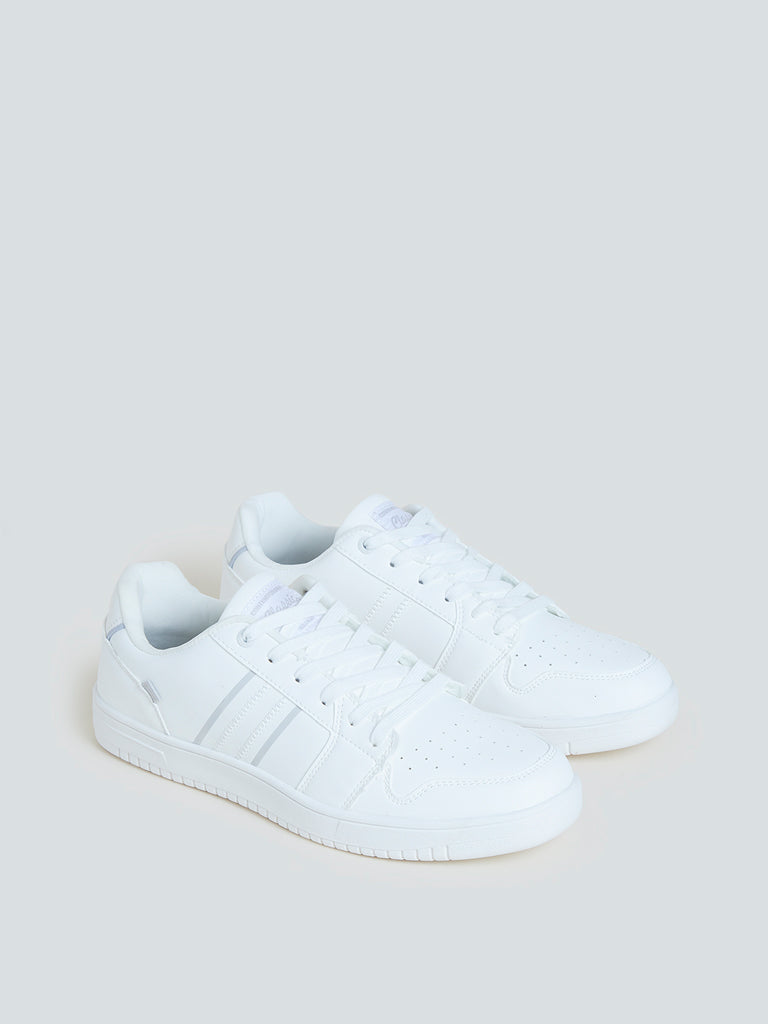 SOLEPLAY White Lace-Up Perforated Sneakers